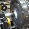 Pressure blasting cabinet for the blasting of railway wheels